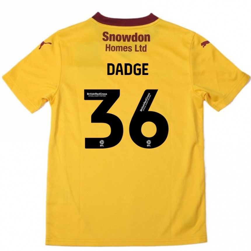 Gyermek Labdarúgás James Dadge #36 Narancssárga Burgundi Idegenbeli Jersey 2024/25 Mez Póló Ing