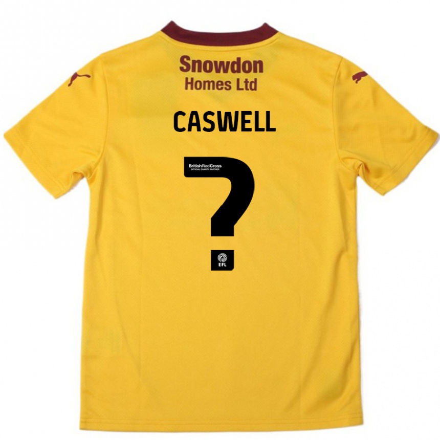 Gyermek Labdarúgás Jordan Caswell #0 Narancssárga Burgundi Idegenbeli Jersey 2024/25 Mez Póló Ing