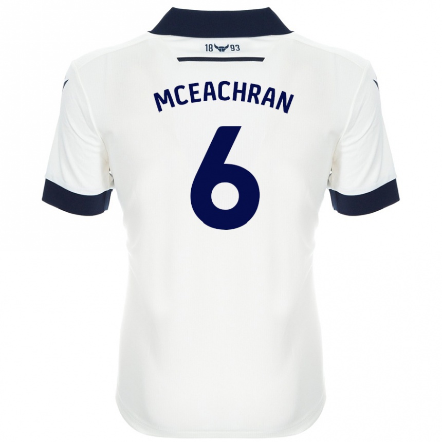 Gyermek Labdarúgás Josh Mceachran #6 Fehér Sötétkék Idegenbeli Jersey 2024/25 Mez Póló Ing