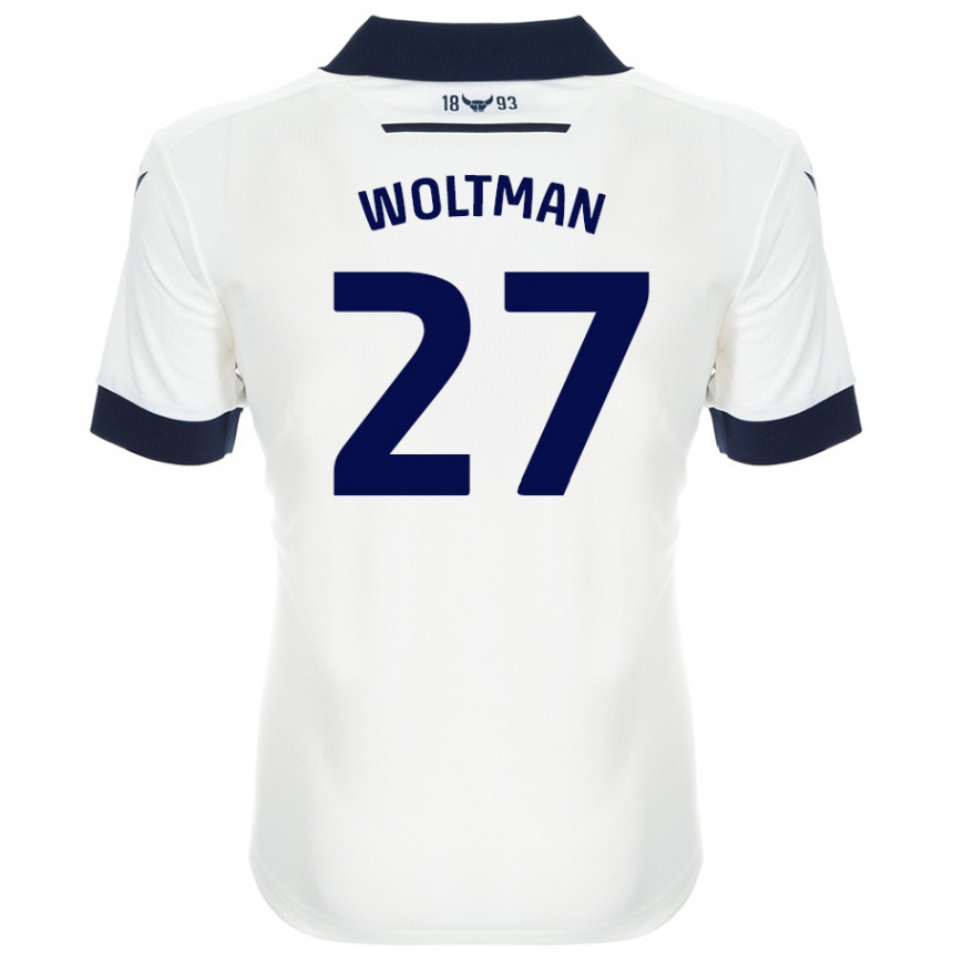 Gyermek Labdarúgás Max Woltman #27 Fehér Sötétkék Idegenbeli Jersey 2024/25 Mez Póló Ing