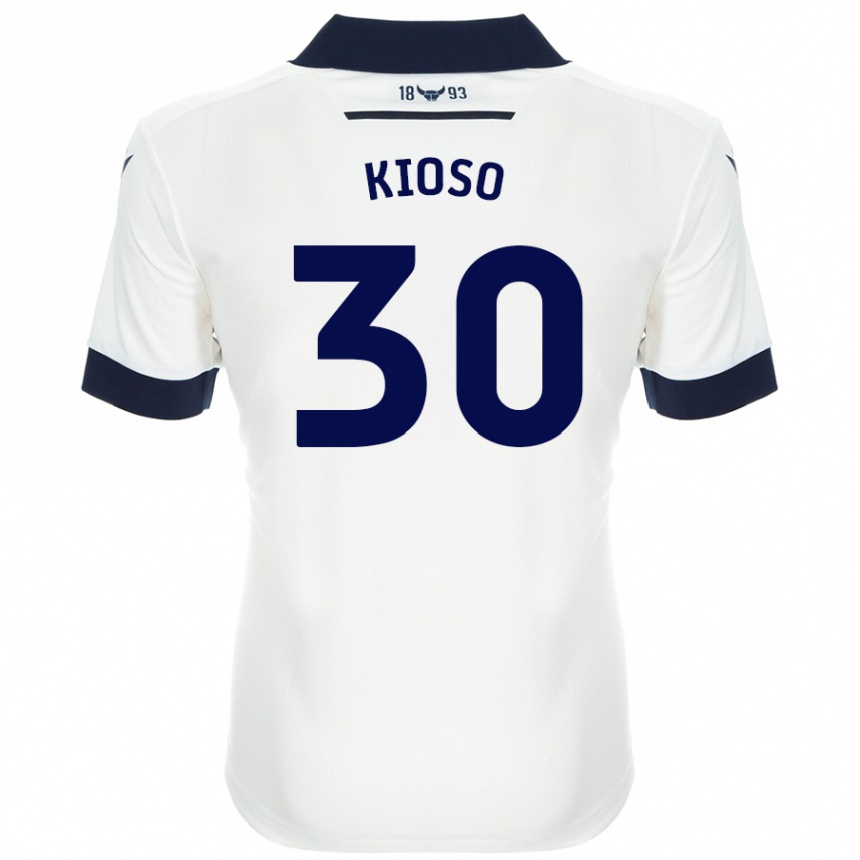 Gyermek Labdarúgás Peter Kioso #30 Fehér Sötétkék Idegenbeli Jersey 2024/25 Mez Póló Ing