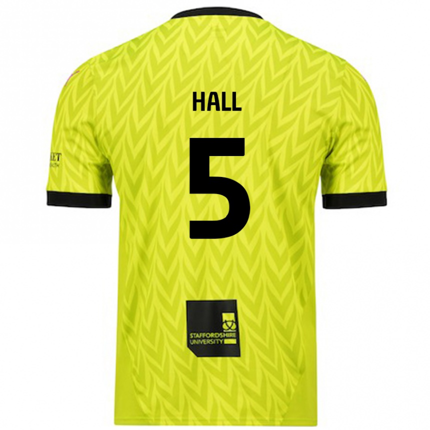 Gyermek Labdarúgás Connor Hall #5 Fluoreszkáló Zöld Idegenbeli Jersey 2024/25 Mez Póló Ing