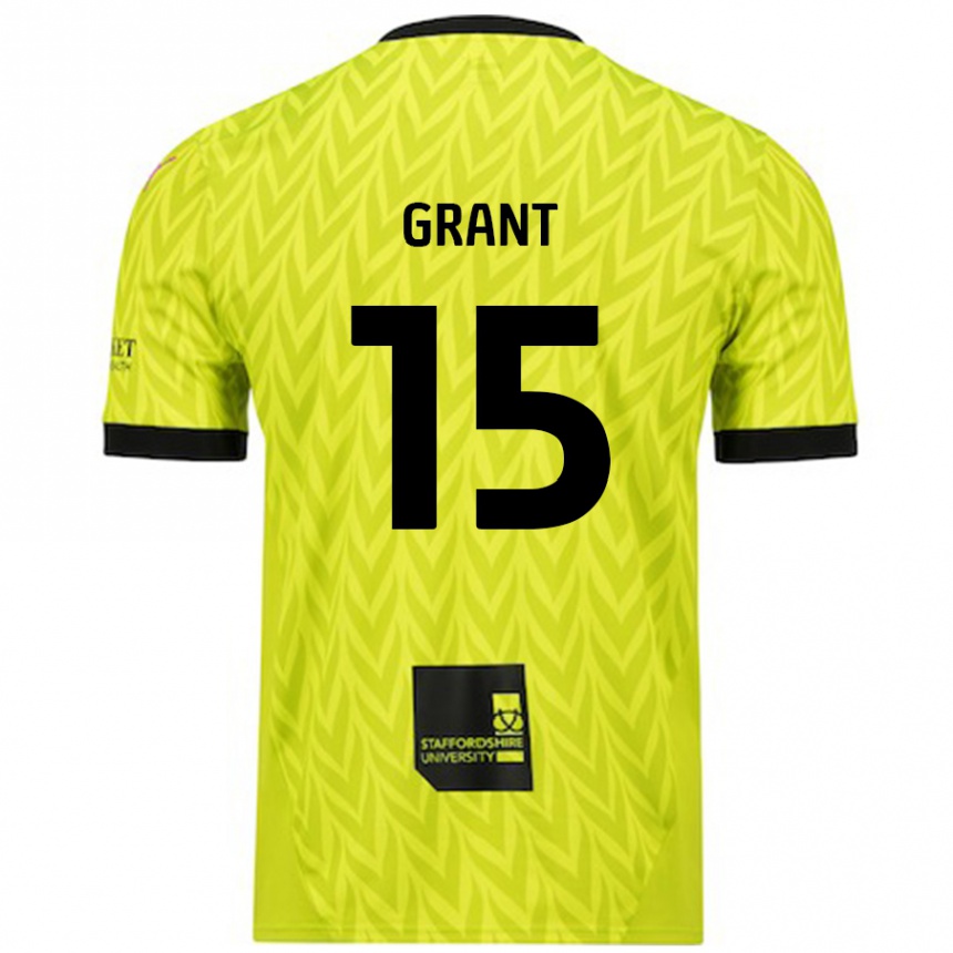 Gyermek Labdarúgás Conor Grant #15 Fluoreszkáló Zöld Idegenbeli Jersey 2024/25 Mez Póló Ing