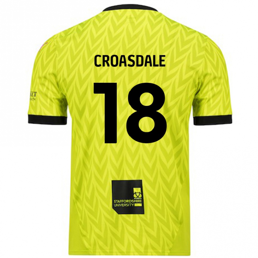 Gyermek Labdarúgás Ryan Croasdale #18 Fluoreszkáló Zöld Idegenbeli Jersey 2024/25 Mez Póló Ing