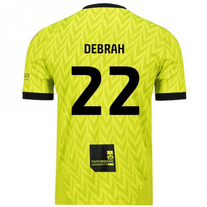 Gyermek Labdarúgás Jesse Debrah #22 Fluoreszkáló Zöld Idegenbeli Jersey 2024/25 Mez Póló Ing