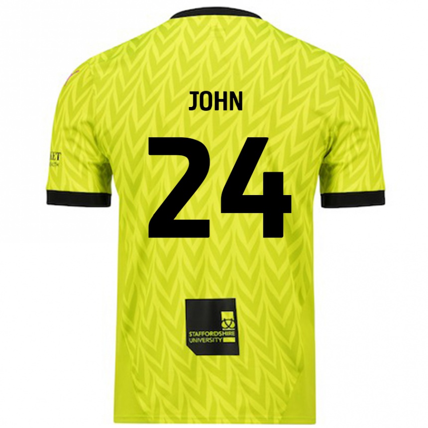 Gyermek Labdarúgás Kyle John #24 Fluoreszkáló Zöld Idegenbeli Jersey 2024/25 Mez Póló Ing