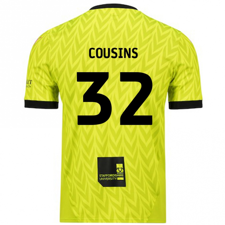 Gyermek Labdarúgás Logan Cousins #32 Fluoreszkáló Zöld Idegenbeli Jersey 2024/25 Mez Póló Ing