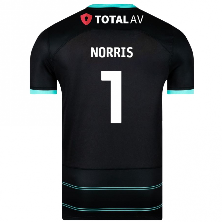 Gyermek Labdarúgás Will Norris #1 Fekete Idegenbeli Jersey 2024/25 Mez Póló Ing