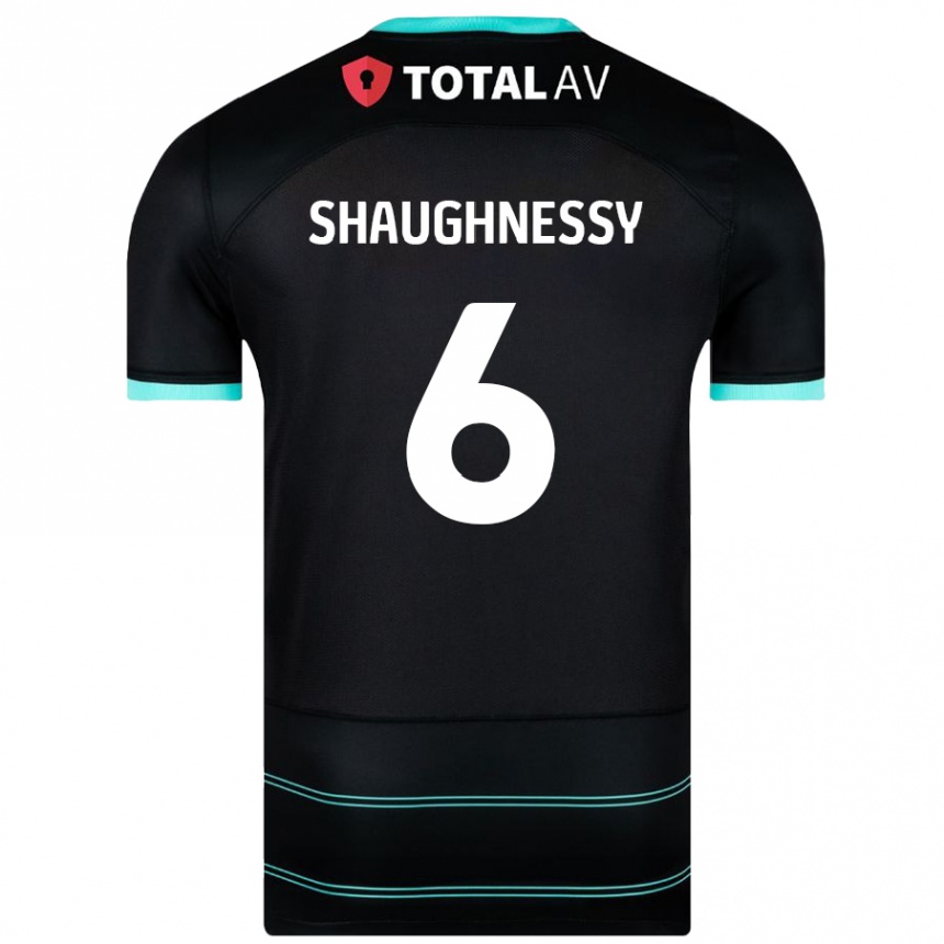 Gyermek Labdarúgás Conor Shaughnessy #6 Fekete Idegenbeli Jersey 2024/25 Mez Póló Ing