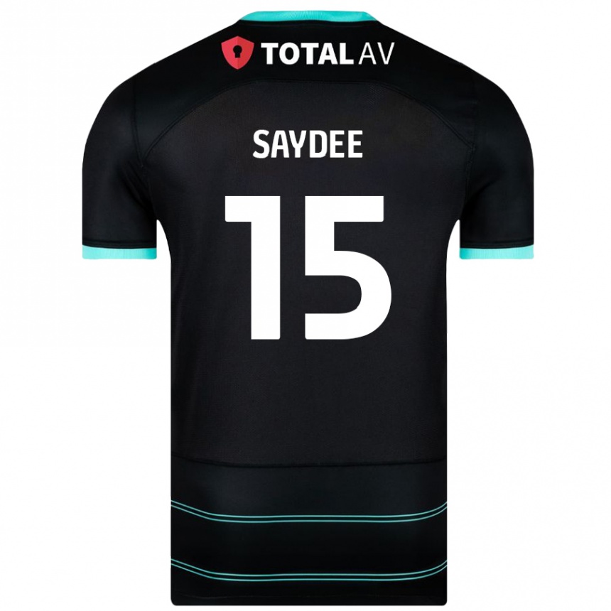 Gyermek Labdarúgás Christian Saydee #15 Fekete Idegenbeli Jersey 2024/25 Mez Póló Ing