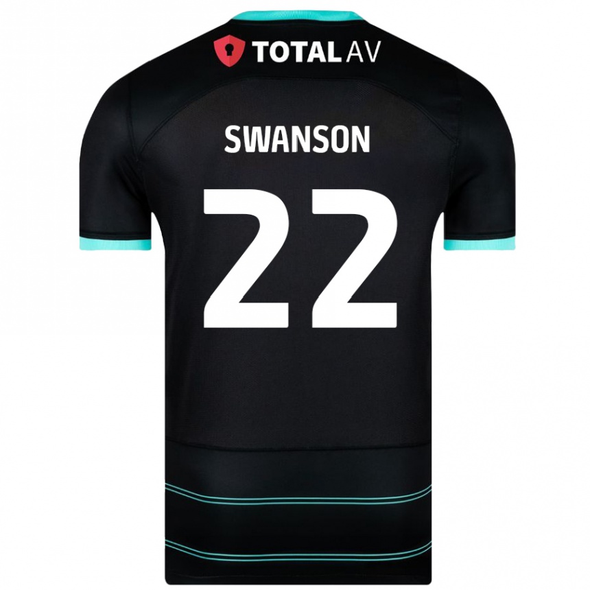 Gyermek Labdarúgás Zak Swanson #22 Fekete Idegenbeli Jersey 2024/25 Mez Póló Ing