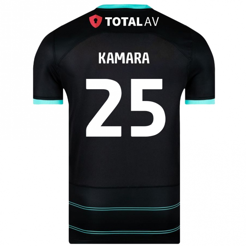 Gyermek Labdarúgás Abdoulaye Kamara #25 Fekete Idegenbeli Jersey 2024/25 Mez Póló Ing