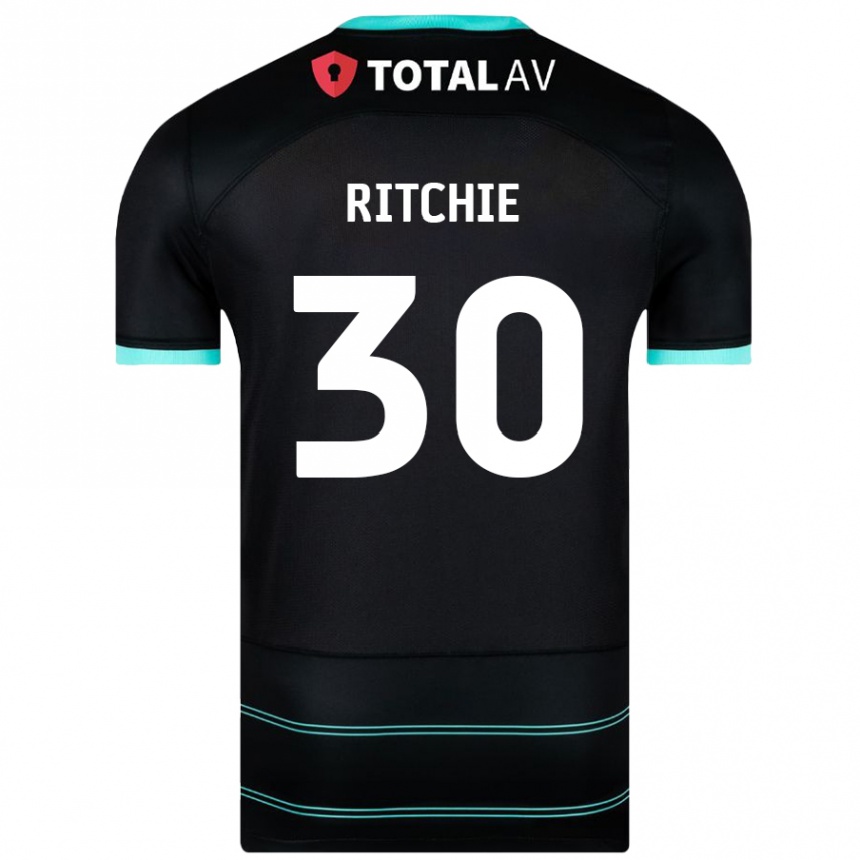 Gyermek Labdarúgás Matt Ritchie #30 Fekete Idegenbeli Jersey 2024/25 Mez Póló Ing