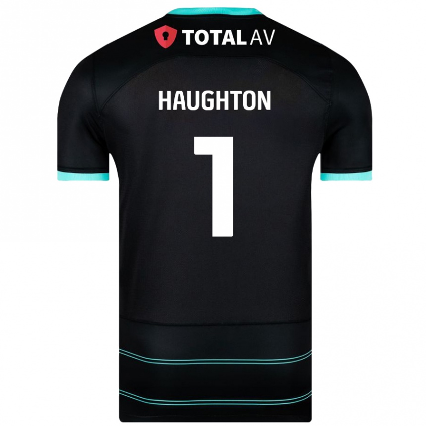 Gyermek Labdarúgás Hannah Haughton #1 Fekete Idegenbeli Jersey 2024/25 Mez Póló Ing