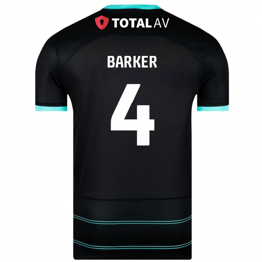 Gyermek Labdarúgás Sophie Barker #4 Fekete Idegenbeli Jersey 2024/25 Mez Póló Ing