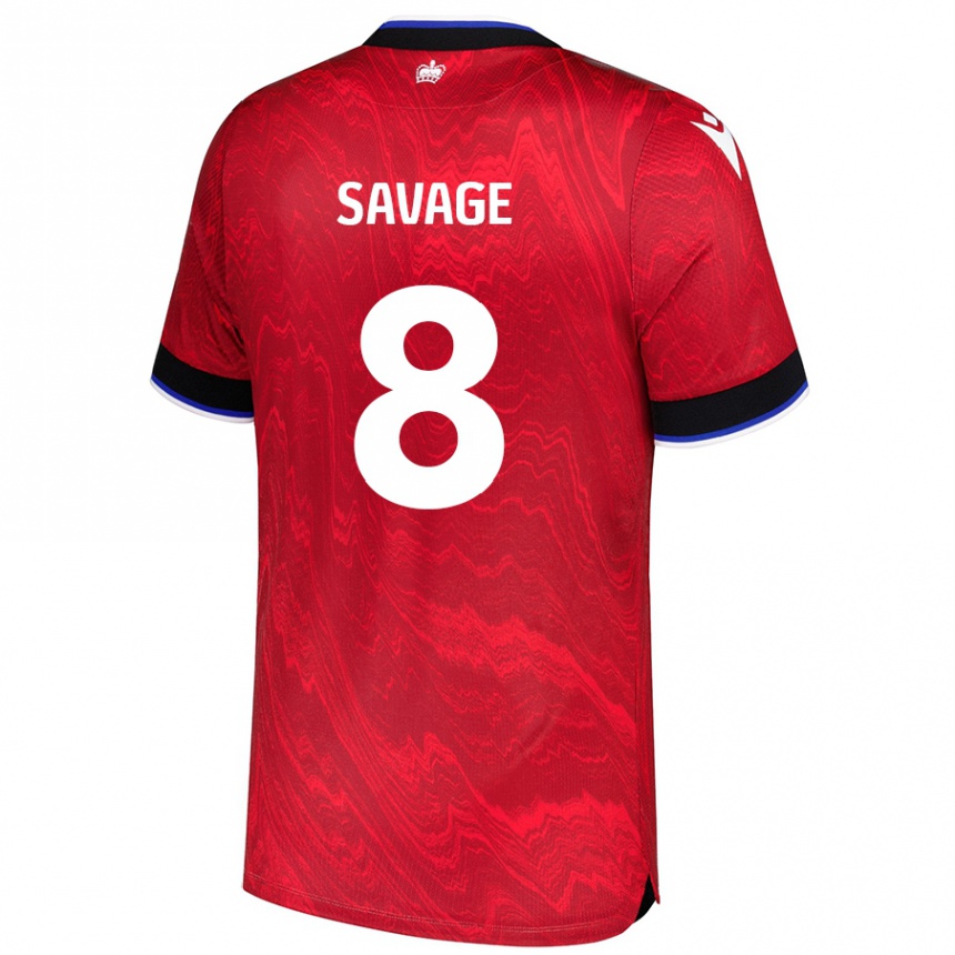 Gyermek Labdarúgás Charlie Savage #8 Piros Fekete Idegenbeli Jersey 2024/25 Mez Póló Ing