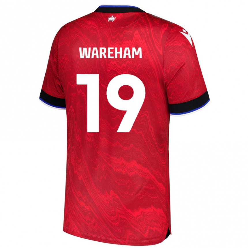 Gyermek Labdarúgás Jayden Wareham #19 Piros Fekete Idegenbeli Jersey 2024/25 Mez Póló Ing