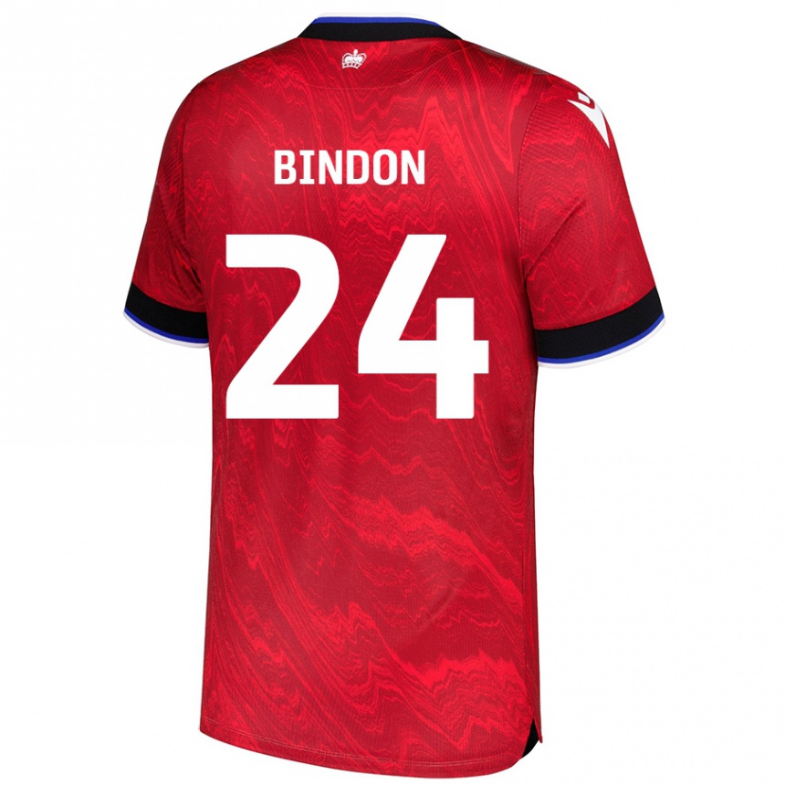 Gyermek Labdarúgás Tyler Bindon #24 Piros Fekete Idegenbeli Jersey 2024/25 Mez Póló Ing