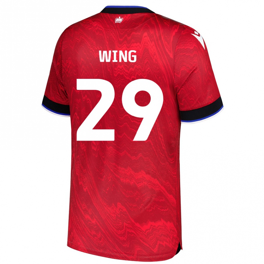 Gyermek Labdarúgás Lewis Wing #29 Piros Fekete Idegenbeli Jersey 2024/25 Mez Póló Ing