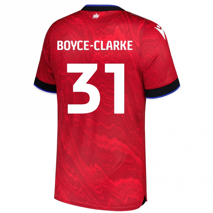 Gyermek Labdarúgás Coniah Boyce-Clarke #31 Piros Fekete Idegenbeli Jersey 2024/25 Mez Póló Ing