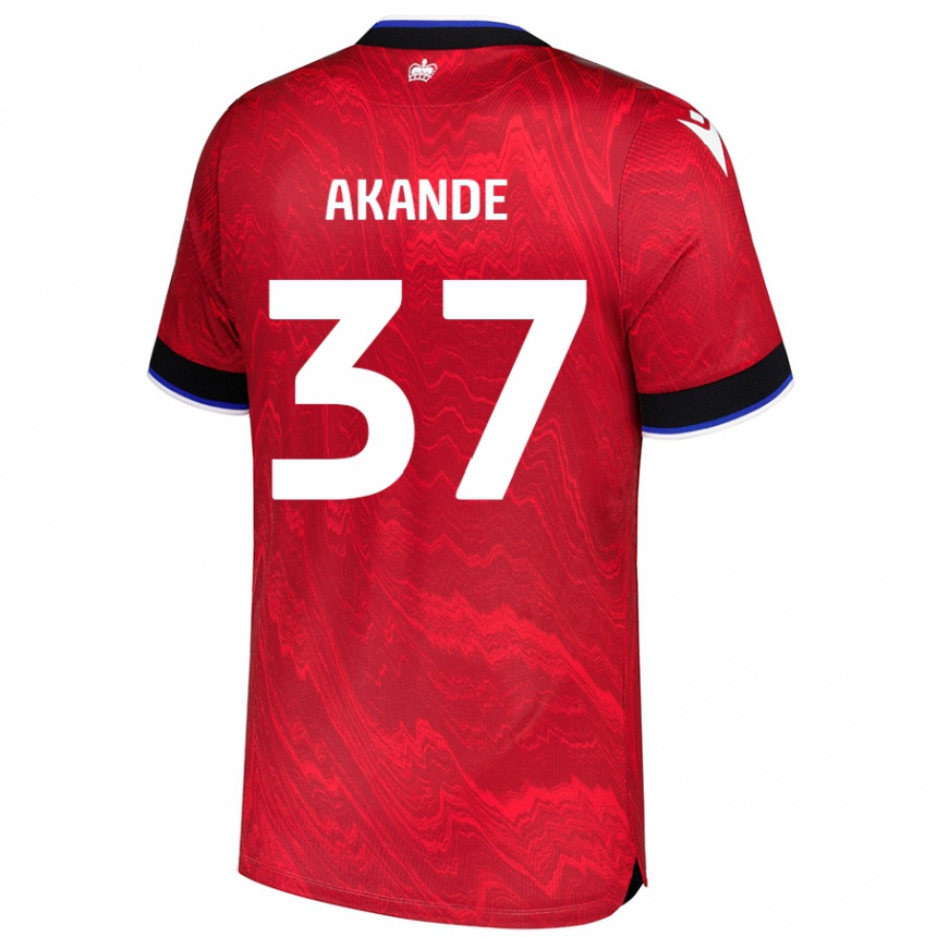 Gyermek Labdarúgás Adrian Akande #37 Piros Fekete Idegenbeli Jersey 2024/25 Mez Póló Ing