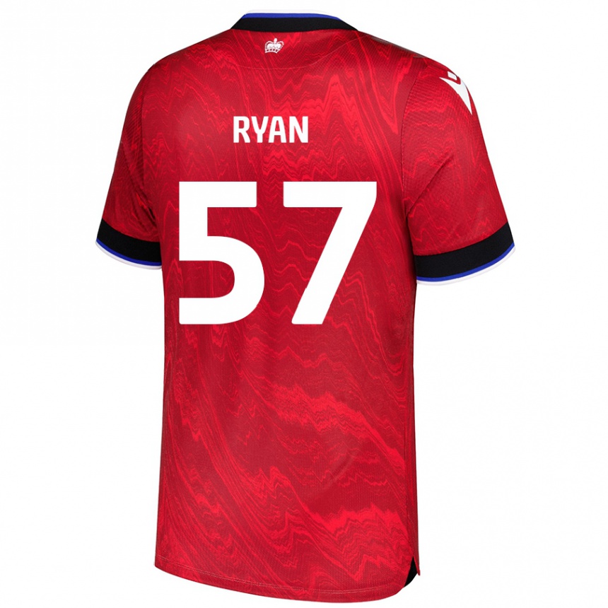 Gyermek Labdarúgás John Ryan #57 Piros Fekete Idegenbeli Jersey 2024/25 Mez Póló Ing