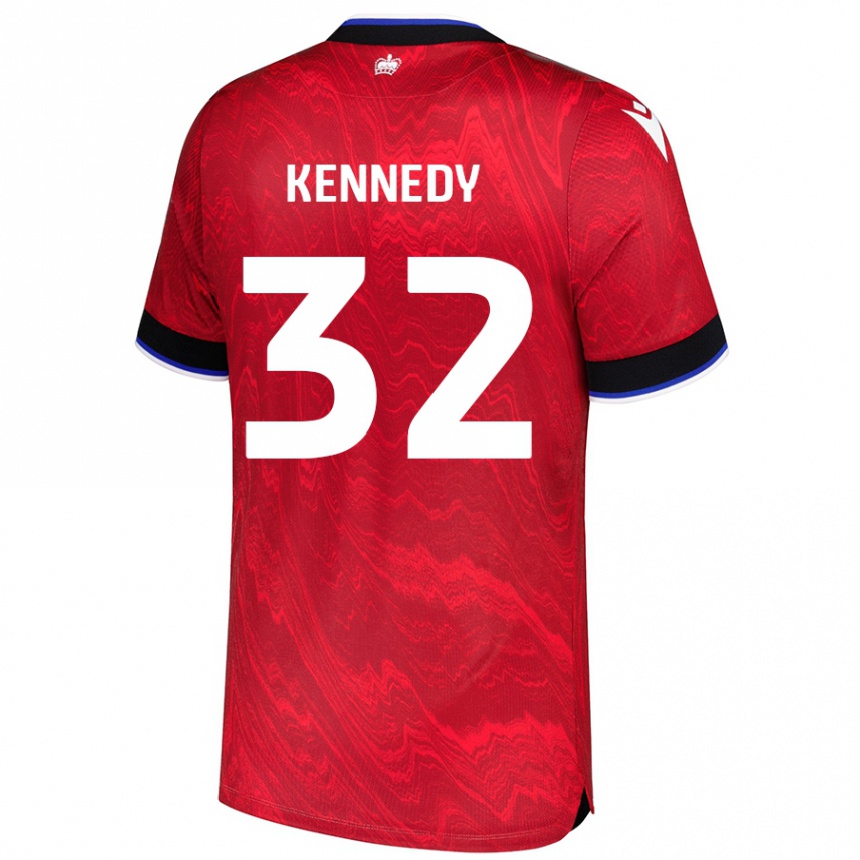 Gyermek Labdarúgás Stevie Kennedy #32 Piros Fekete Idegenbeli Jersey 2024/25 Mez Póló Ing