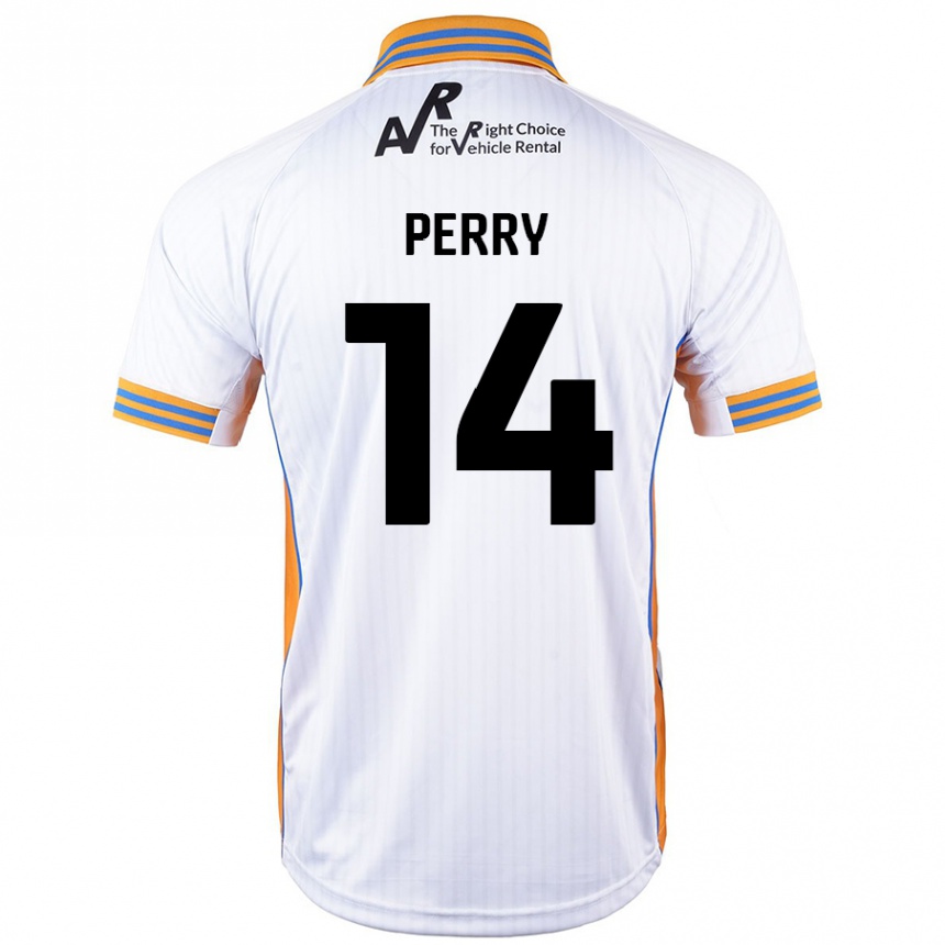 Gyermek Labdarúgás Taylor Perry #14 Fehér Idegenbeli Jersey 2024/25 Mez Póló Ing