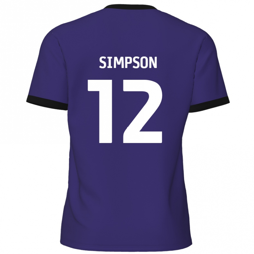 Gyermek Labdarúgás Tyreece Simpson #12 Lila Idegenbeli Jersey 2024/25 Mez Póló Ing