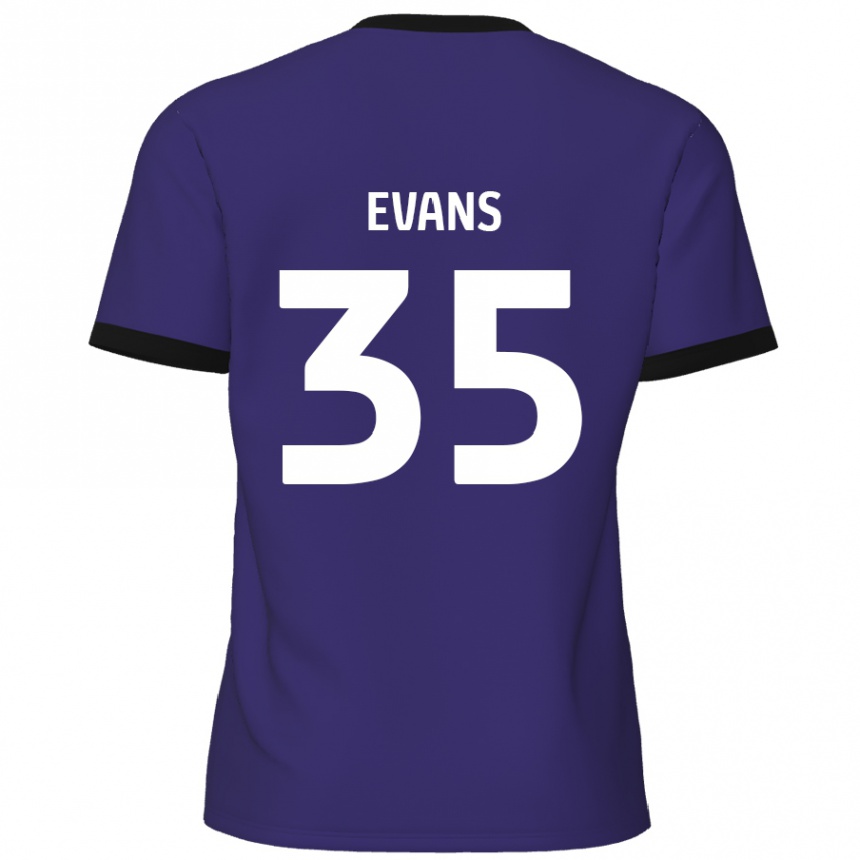 Gyermek Labdarúgás Makise Evans #35 Lila Idegenbeli Jersey 2024/25 Mez Póló Ing