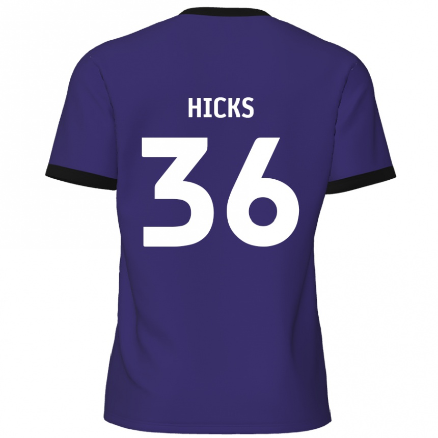 Gyermek Labdarúgás David Hicks #36 Lila Idegenbeli Jersey 2024/25 Mez Póló Ing