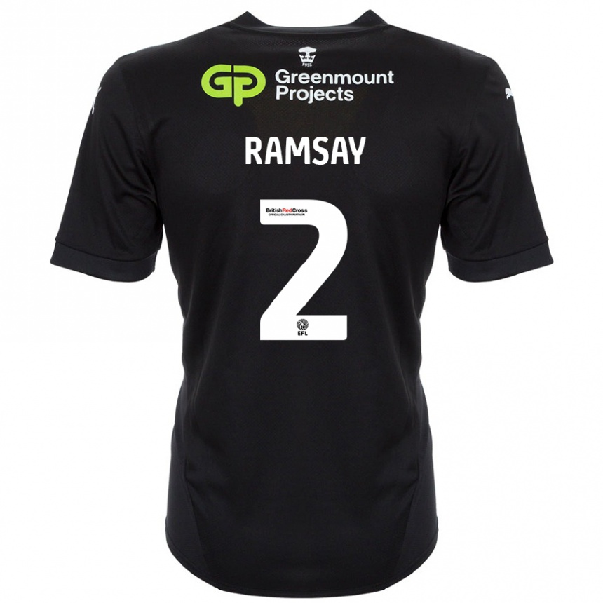 Gyermek Labdarúgás Calvin Ramsay #2 Fekete Idegenbeli Jersey 2024/25 Mez Póló Ing