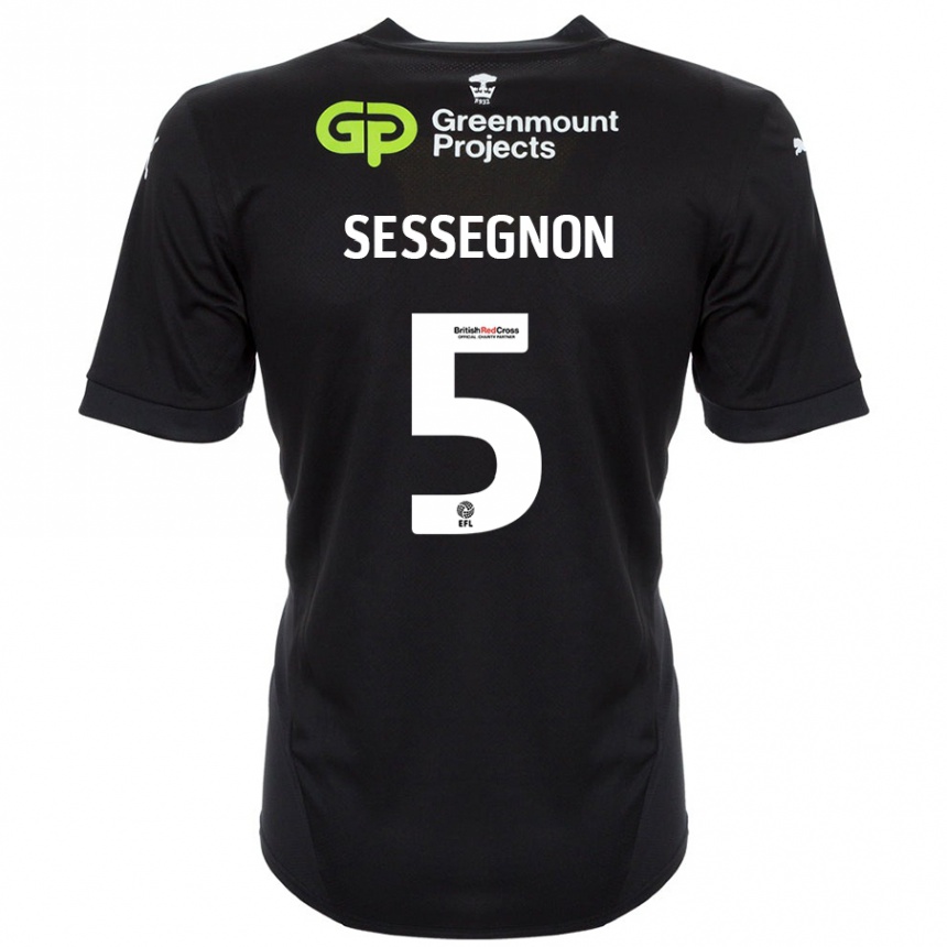 Gyermek Labdarúgás Steven Sessegnon #5 Fekete Idegenbeli Jersey 2024/25 Mez Póló Ing