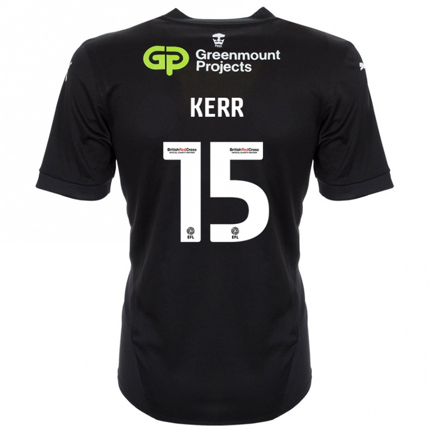 Gyermek Labdarúgás Jason Kerr #15 Fekete Idegenbeli Jersey 2024/25 Mez Póló Ing