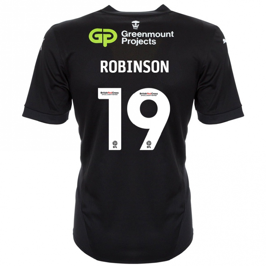 Gyermek Labdarúgás Luke Robinson #19 Fekete Idegenbeli Jersey 2024/25 Mez Póló Ing