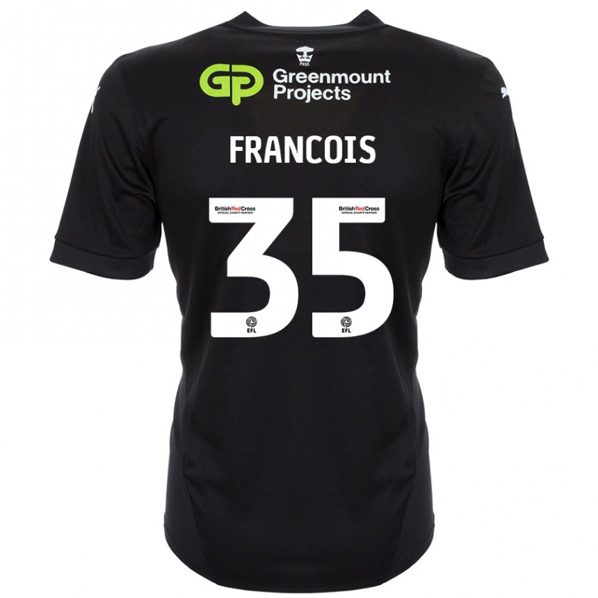 Gyermek Labdarúgás Tyrese Francois #35 Fekete Idegenbeli Jersey 2024/25 Mez Póló Ing