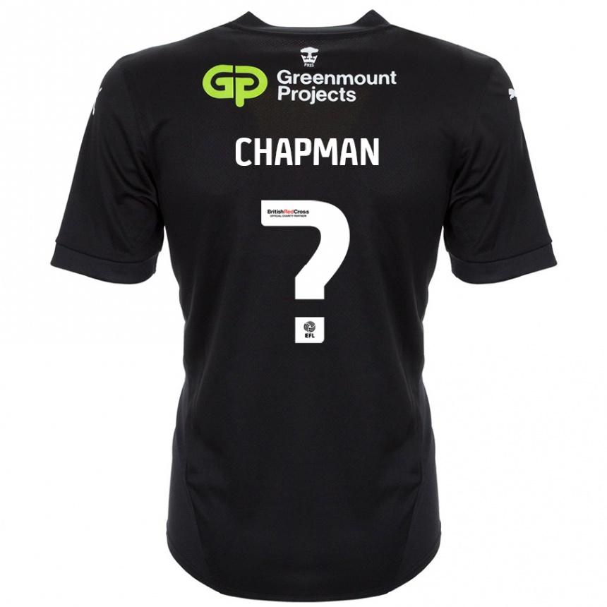 Gyermek Labdarúgás Llyton Chapman #0 Fekete Idegenbeli Jersey 2024/25 Mez Póló Ing