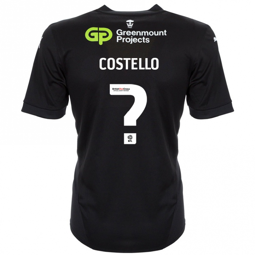 Gyermek Labdarúgás Tom Costello #0 Fekete Idegenbeli Jersey 2024/25 Mez Póló Ing