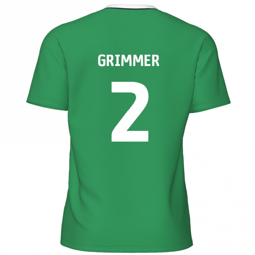 Gyermek Labdarúgás Jack Grimmer #2 Zöld Fehér Csíkok Idegenbeli Jersey 2024/25 Mez Póló Ing