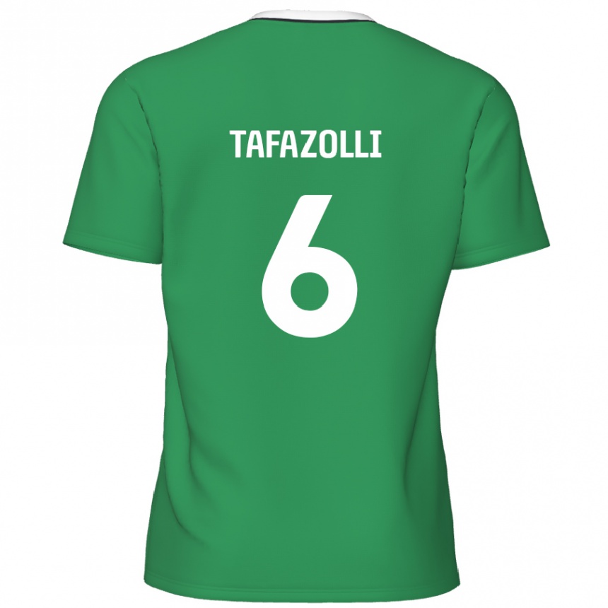 Gyermek Labdarúgás Ryan Tafazolli #6 Zöld Fehér Csíkok Idegenbeli Jersey 2024/25 Mez Póló Ing