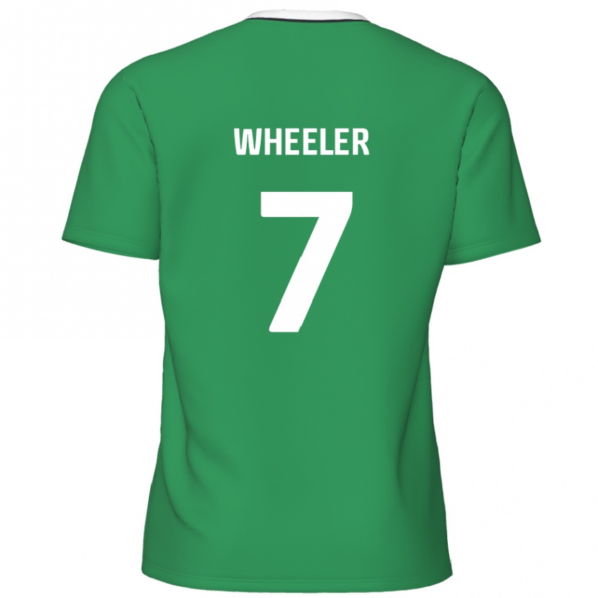 Gyermek Labdarúgás David Wheeler #7 Zöld Fehér Csíkok Idegenbeli Jersey 2024/25 Mez Póló Ing