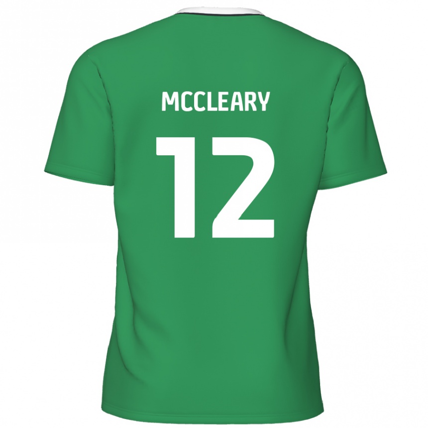 Gyermek Labdarúgás Garath Mccleary #12 Zöld Fehér Csíkok Idegenbeli Jersey 2024/25 Mez Póló Ing