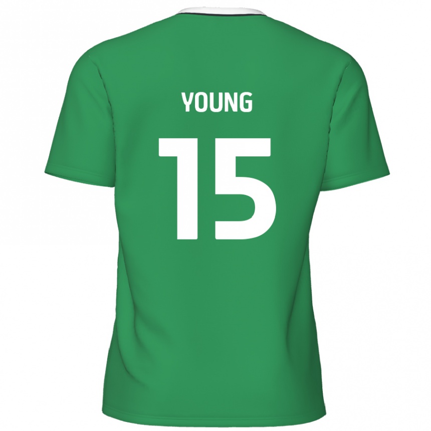 Gyermek Labdarúgás Jack Young #15 Zöld Fehér Csíkok Idegenbeli Jersey 2024/25 Mez Póló Ing