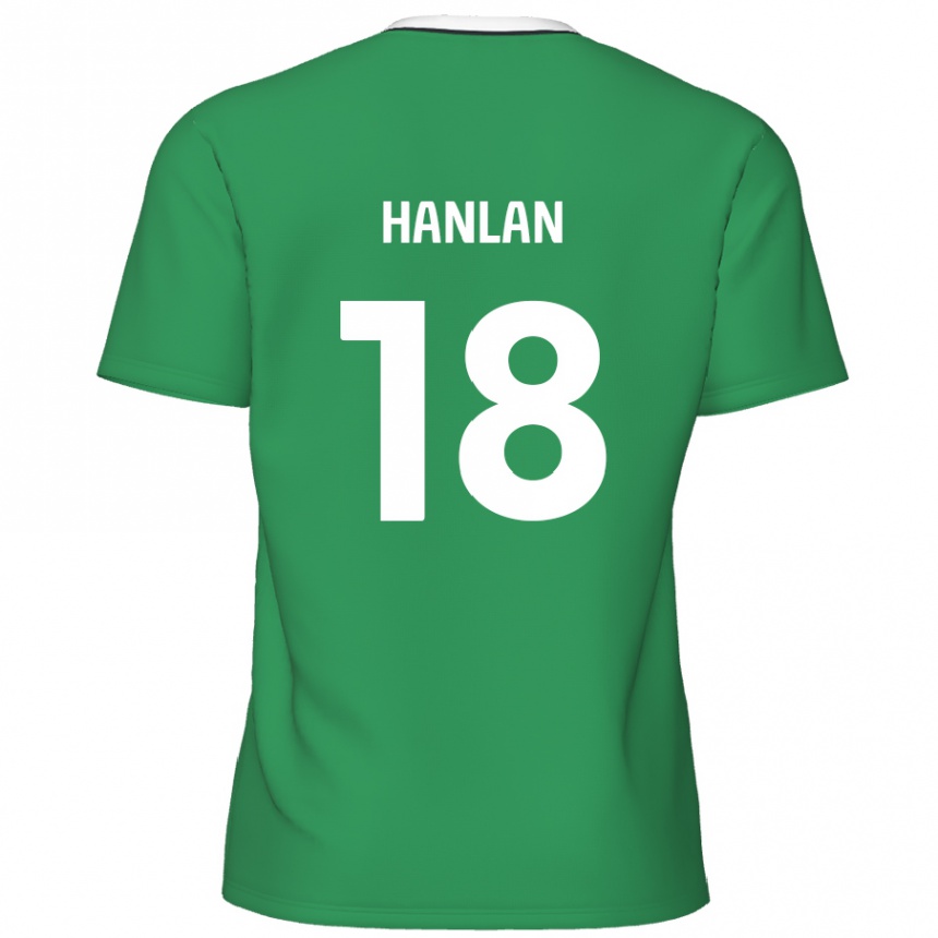 Gyermek Labdarúgás Brandon Hanlan #18 Zöld Fehér Csíkok Idegenbeli Jersey 2024/25 Mez Póló Ing