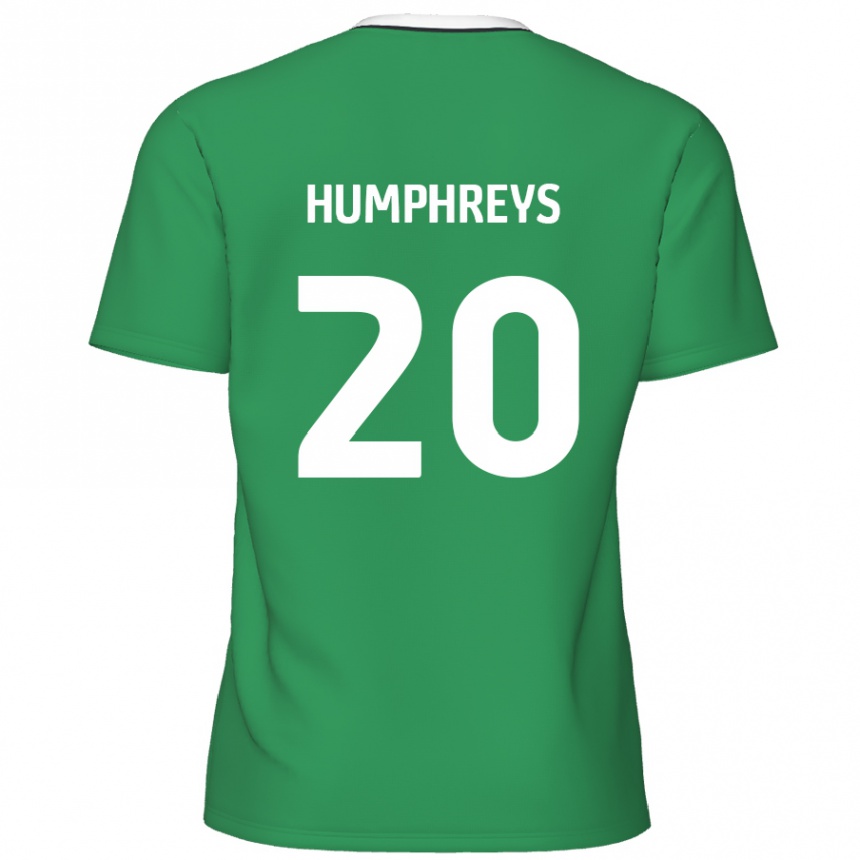 Gyermek Labdarúgás Cameron Humphreys #20 Zöld Fehér Csíkok Idegenbeli Jersey 2024/25 Mez Póló Ing