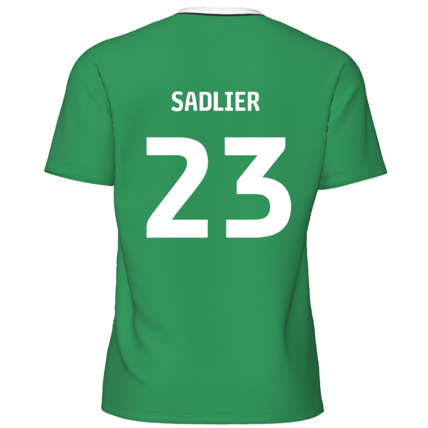 Gyermek Labdarúgás Kieran Sadlier #23 Zöld Fehér Csíkok Idegenbeli Jersey 2024/25 Mez Póló Ing