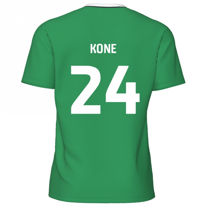 Gyermek Labdarúgás Richard Kone #24 Zöld Fehér Csíkok Idegenbeli Jersey 2024/25 Mez Póló Ing