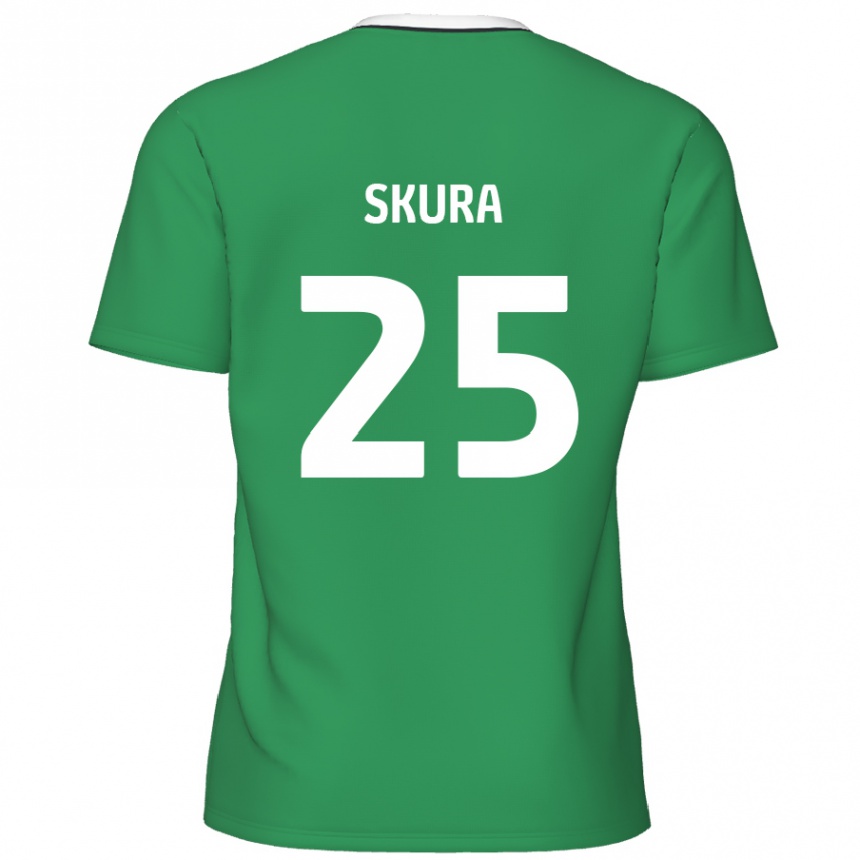 Gyermek Labdarúgás Declan Skura #25 Zöld Fehér Csíkok Idegenbeli Jersey 2024/25 Mez Póló Ing