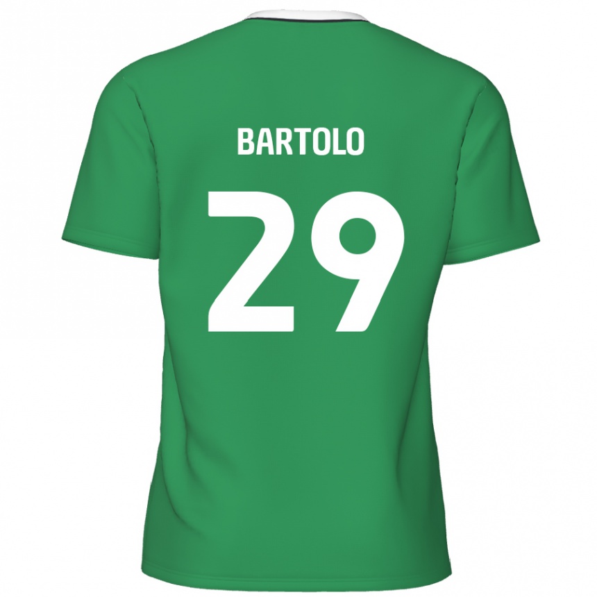 Gyermek Labdarúgás Jaiden Bartolo #29 Zöld Fehér Csíkok Idegenbeli Jersey 2024/25 Mez Póló Ing