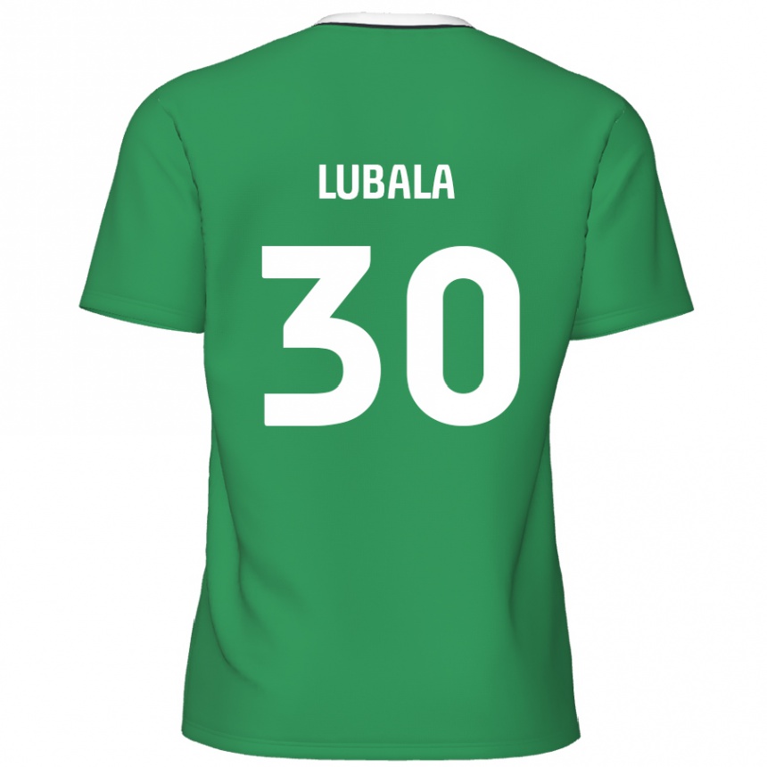 Gyermek Labdarúgás Bez Lubala #30 Zöld Fehér Csíkok Idegenbeli Jersey 2024/25 Mez Póló Ing